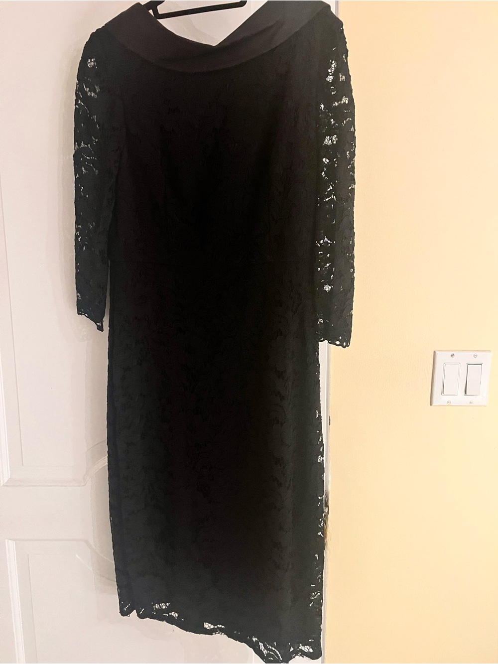 Adrianna Papell Black Lace Long Sleeve Sheath Dress
